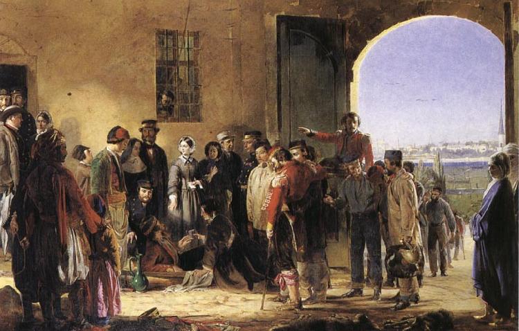 Jerry Barrett The Mission of Merey:Florence Nightingale Receiving the Wounded at Scutari Norge oil painting art